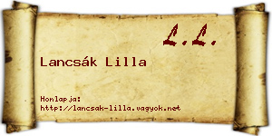 Lancsák Lilla névjegykártya